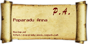 Poparadu Anna névjegykártya
